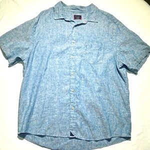 UNTUCKit Blue Linen Casual Button Down Shirt - XL - Cameron WR Style